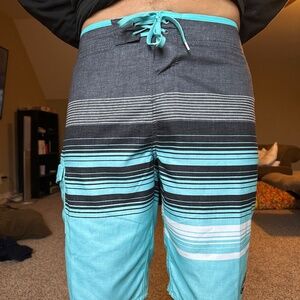 O'Neill Men's Grey Blue Swim Trunks Size 30